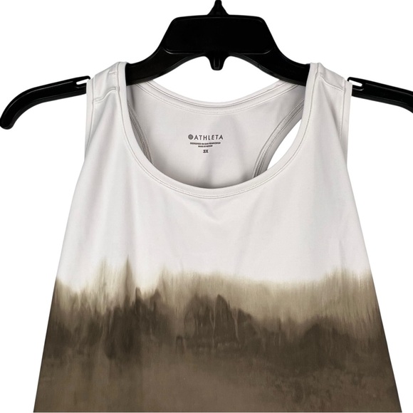 Athleta Shanti Watercolor Stripe Crop Tank Top Plus Sz 3X Mortar Mushroom Ombre - Picture 3 of 8